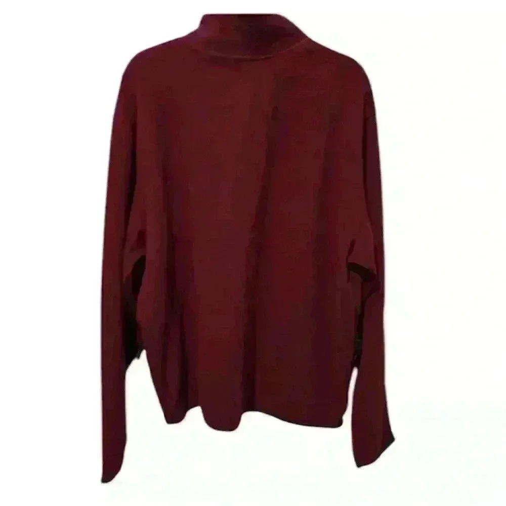 NWT Surf & Swim Co Burgundy & Navy Quarter Zip Polar Fleece w/ Pockets Mens XXL - Picture 2 of 12